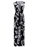 OUGES Women's V-Neck Sleeveless Pocket Casual Maxi Dress