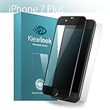 [1+1 Pack] Klearlook [Crystal Series] Front Ultra Clear 3D Full Coverage Tempered Glass Screen Protector and Back Matte PET Film for Apple iPhone 7 Plus [Black Frame]