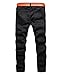 Men's Distressed Ripped Biker Moto Denim Pants Slim Fit Zipper Jeans (W30, Black)