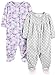 Simple Joys by Carter's Baby Girl's 2-Pack Fleece Footed Sleep and Play Sleepwear, purple/flowers/grey dot, 3-6 Months