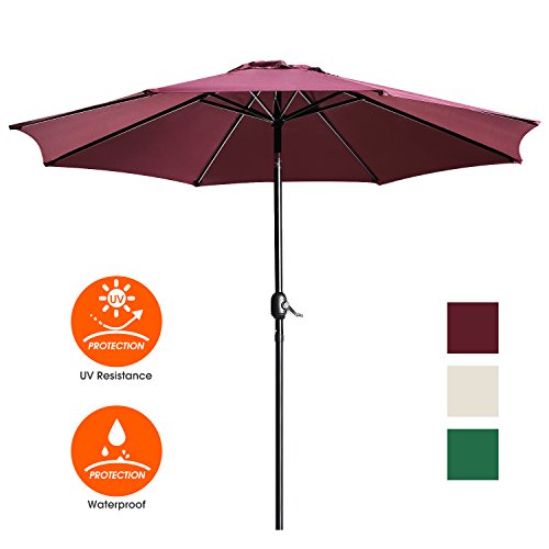 UHINOOS Patio Umbrella, 9 Ft Durable Alloy and Ribs outdoor umbrella,  Made of 100% durable poly ...