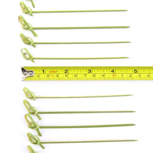 image for Bamboo Knotted Skewers Picks for Cocktails and Hors' D'oeuvres in Gree