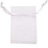 ATCG 200pcs 3x4 Inches Drawstring Organza Pouches Wedding Party Jewelry Favor Gift Candy Bags (White)