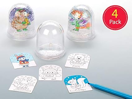 Baker Ross Winter Woodland Lot De 4 Boules à Neige Colorées Pour Enfants à Décorer Et Personnaliser