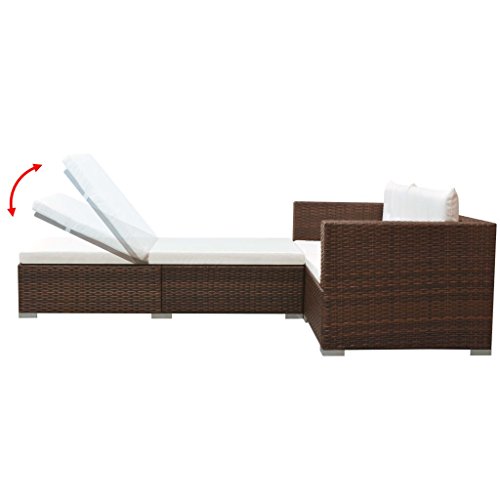 vidaXL Gartensofa 3-TLG. Poly Rattan Gartenmöbel Gartengarnitur Lounge Sofa – Bild 5
