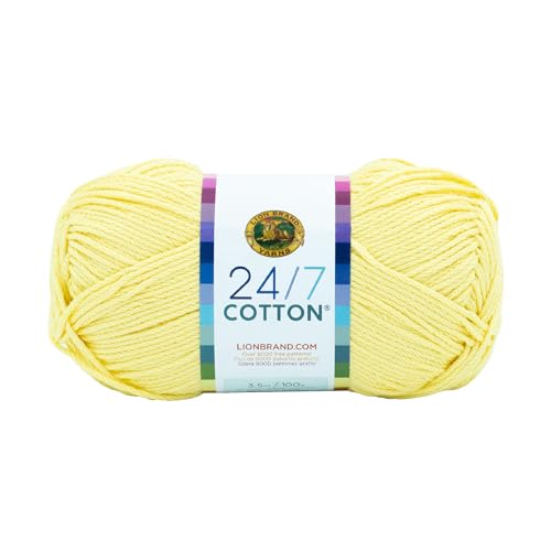 Lion Brand Yarn Company Cotton Yarn, 100 Percent Cotton, Lemon,15.24x6.35x6.35 cm