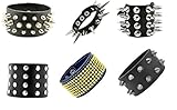 Unisex Black Brown Metal Spike Studded Punk Rock Biker Wide Strap Leather Bracelet