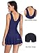 MiYang Women's Plus-Size Flower Printing Shaping Body One Piece Swim Dresses Navy Blue XXX-Large (US 22W-24W)