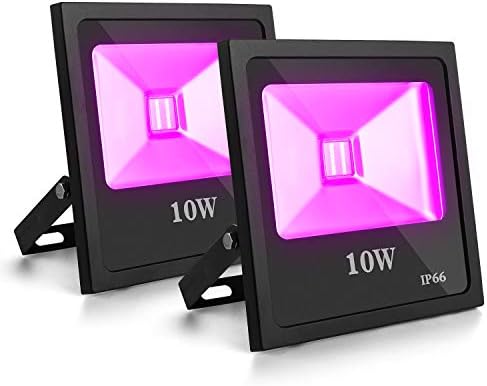 LED UV Black Light - CNSUNWAY LIGHTING High Power 10W Flood Light, IP65-Waterproof Blacklight (85V-265V AC) for Glow in Dark, Party Supplies, Bedroom, Yard, Nightclub, Disco - 2 Pack