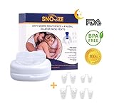 Snooze Anti Snore Mouthpiece System + 4 Dilator Nose Vents - Mouth Guard Sleep Aid - Anti Snoring Devices & Snore Stopper Solution