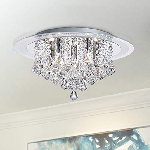 Bestier Modern Chroom Kristal Regendruppel Inbouw Kroonluchter Verlichting LED Plafondlamp Armatuur Lamp voor Eetkamer… - Afbeelding 8