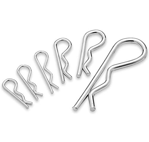 Katzco 150 Pieces Cotter Pin - Heavy Duty Zinc-Plating Steel Hair Pins - for Cars, Mechanics, Garages, Workshops, Power Equipment, Trucks, Lawn Mowers, Small Engine Repair, and Fastening