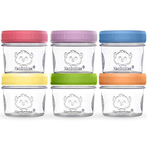 KeaBabies 6Pack Glass Baby Food Containers 4 oz LeakProof