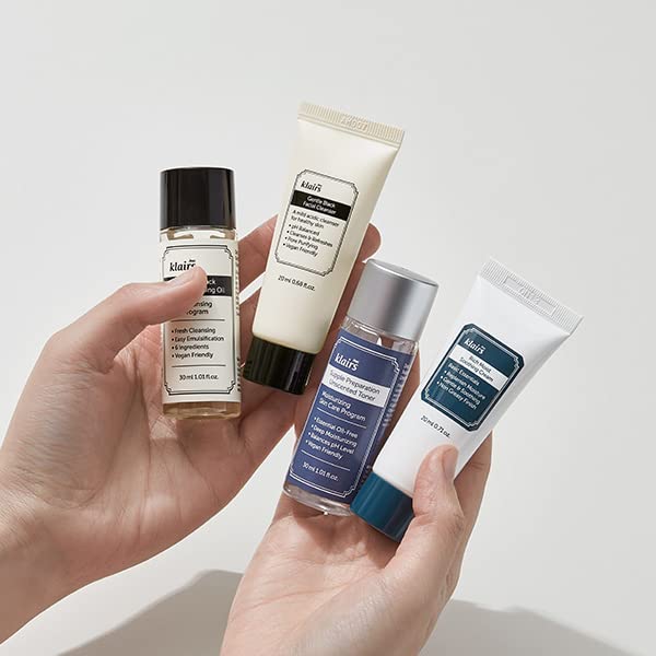 [DearKlairs] Skincare Trial Kits, 4 minis, cleansing oil, cleanser, toner, cream, Travel must haves, Gifts for Women, mom