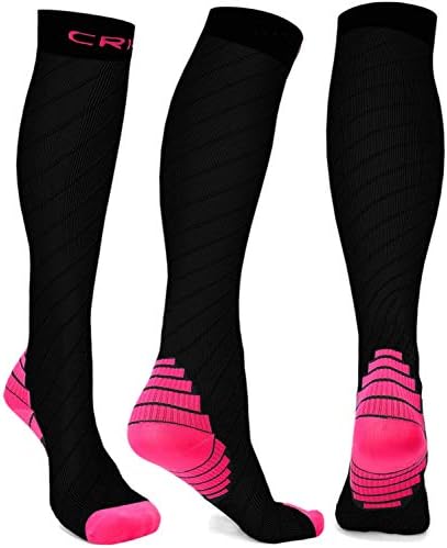 Compression Socks Men Women Stockings , 20-30mmhg Knee High Thick Black Sports Running Sock - Support Hose Circulation Recovery , Relief Calves Foot Pain for Athletic Pregnancy Travel Nursing Flying