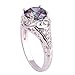 Psiroy 925 Sterling Silver Plated Round Simulated Rainbow Topaz Floral Cocktail Ring for Women Size 8