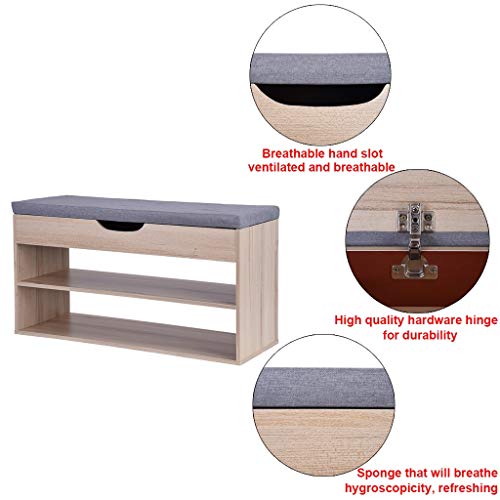 image for Beyonds Entryway Shoe Storage Bench, White Shoes Shelf Rack with Innov