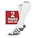 Go2Socks Compression Socks for Men Women Nurses Runners 20-30mmHg Medical Stocking Athletic (White 2 Pair, Medium)