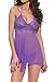 FENTI Women's Backless Halt Top Babydoll Lingerie Sexy Lace Trim Dress G-String