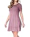 LAINAB Womens Summer Short Sleeve Loose Swing Casual Tunic Dress Grape Purple L