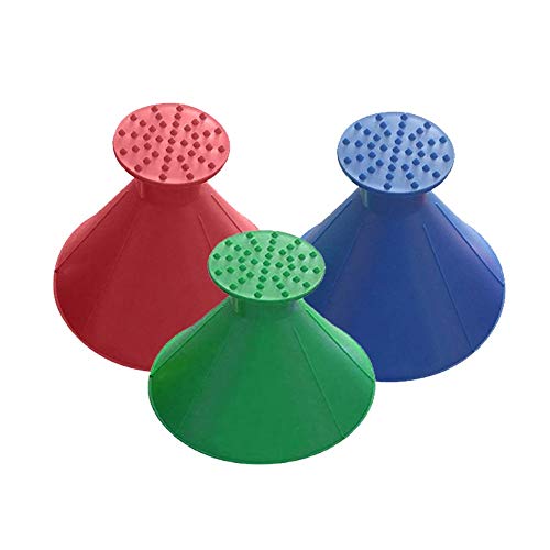 Highpot Scrape A Round Ice Scraper Auto Snow Brush,Windshield Snow Cover Ice Removal Wiper,Cone-Shaped Snow Shovel Tool (3PCS)