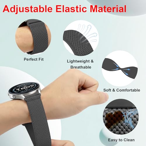 WindRen 3 Pieces Nylon Strap Compatible with Xiaomi Redmi Watch 5 Active/5 Lite, 22 mm Sporty Soft and Breathable Adjustable for Amazfit Active Max/Amazfit Bip 6/Bip 5/Balance 2/Balance