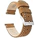 BARTON WATCH BANDS Quick Release Top Grain Leather Watch Band Strap, Gingerbread Leather/Linen White Stitching, 18mm