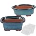 Happy Bonsai Small Glazed Pots, Value Set of 2 + 4 Soft Mesh Drainage Screens primary