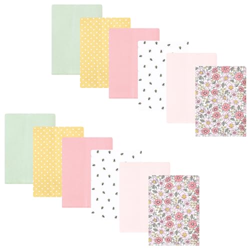 Hudson Baby Unisex Baby Flannel Burp Cloth 12pk, Pink Yellow Pretty Floral, One…
