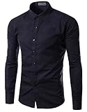 Tunevuse Mens Slim Fit Business Shirts Long Sleeve Solid Shirt