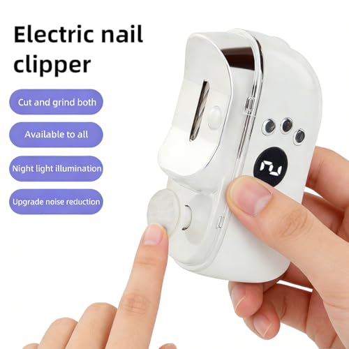 3 in 1 Electric Nail Clippers + Oblique Nail Clippers with Hard Tip LED Nail File Quiet Vibration Reduced Binder Safe for Kids Durable Perfect for Manicure Pedicure Family
