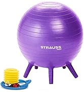 Strauss Unisex Anti-Burst Gym Ball with Foot Pump | Exercise Rubber Ball | Anti Burst Swiss Birth...