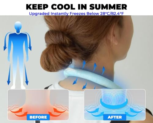 ZFFAFUR Reusable Neck Cooling Ring with Phase Change Material, Lightweight Portable Cooler Wrap for Instant Heat Relief, Ergonomic Fit for Outdoor Work, Sports, Travel, and Office Use – Blue