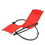 Goplus Outdoor Orbital Lounger Zero Gravity Patio Chaise Foldable Rocking Chair w/Removable Pillow & Cup Holder Portable Chair for Camping