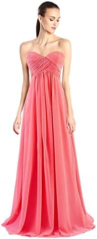 Tngan Sweetheart Bridesmaid Chiffon Prom Dresses Long Evening Gowns Coral 3XL