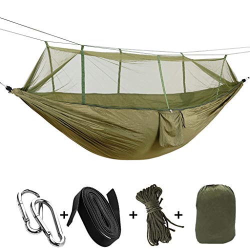 image for Toonshare Single & Double Camping Hammock with Mosquito/Bug Net, 9ft H