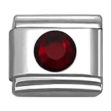 SilverAndJewelry Italian Charms Round Birthstone by Month 9 mm Stainless Steel Bracelet Link (January)