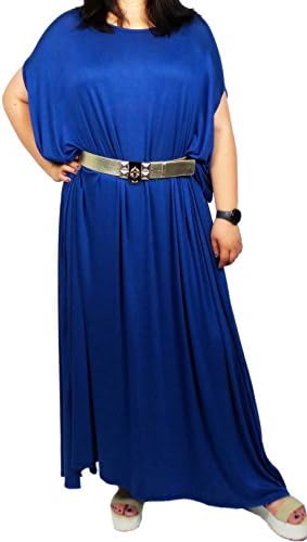 AFB Super Comfy Loose Fit Rayon Sleeveless/off-shoulder Long Dress (XL, Blue)
