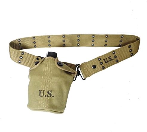 WW2 WWII US Soldier Canteen Cup Set Full Set With Canvas Cover Belt Stainless Steel Material Sport Outdoor