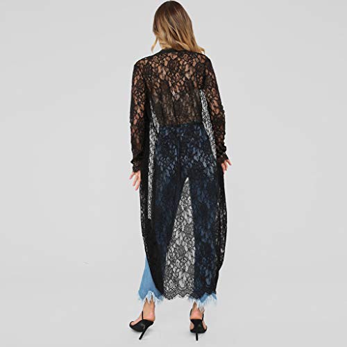 Corriee Womens Kimono Cardigan Long Blouse Loose Tops Outwear Sunscreen Beachwear Outsuit Black
