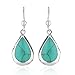 925 Sterling Silver Green Reconstructed Turquoise Gemstone Pear Tear Drop Dangle Earrings