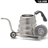 BOCHA - Pour Over Drip Coffee & Tea Kettle, Stainless Steel with Built in Thermometer & Gooseneck Pourover Spout, FREE Scoop Bag Clip and eBook included (1.2 Liter)