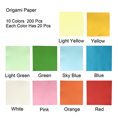 Wartoon 200 Sheets Double Sided Origami Paper and 50 Sheets Single Sided flash Origami Paper（6 x 6 inch - Thumbnail 2