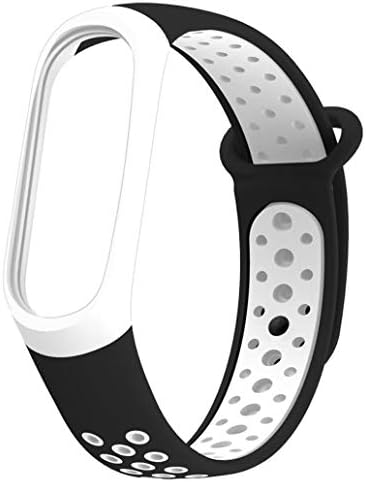 EIKdoulf02 Soft Silicone Watchband Watch Bracelet Wrist Strap Replacement Bands for Xiaomi Miband 3 4 - Black White