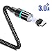 6.6ft USB Type C Magnetic Charger Cable 3.0A Nylon Bradied Fast Charging and Data Sync with LED Compatible with Samsung Galaxy and USB-C Devices