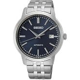 SEIKO Men's Blue Dial Silver Stainless Steel Band Automatic Watch