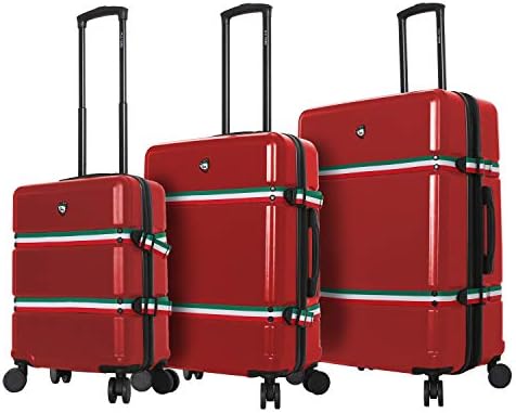 Italy Nastro Hard Side Spinner Luggage 3 Piece Set, Red, One Size