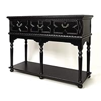 Wayborn Home Furnishing Biglot 3 Drawer Console Table, Black