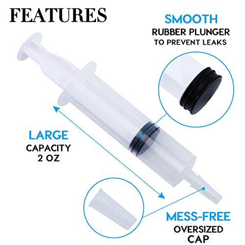 FOCUSLINE 50 Pack Jello Shot Syringes, 2 OZ Large Capacity Reusable