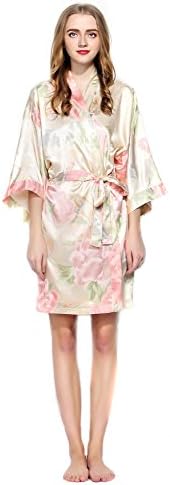 Floral Satin Robes Bridesmaids Wedding Bride by Endless Envy (Champagne)
